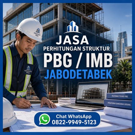 Jasa Perhitungan Struktur PBG IMB Jabodetabek untuk rumah, ruko, kantor, gudang, dan bangunan komersial.