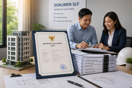 Tim jasa pengurusan dokumen SLF di Pondok Kelapa Jakarta Timur memberikan informasi dan pendampingan Sertifikat Laik Fungsi untuk bangunan yang telah selesai dibangun atau telah digunakan.