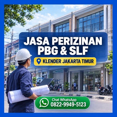 Konsultan jasa perizinan PBG dan SLF memeriksa ruko dan bangunan usaha di Klender, Jakarta Timur.